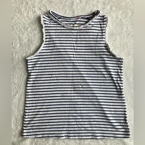 Mini Boden sleeveless top blue white stripes 7-8 years